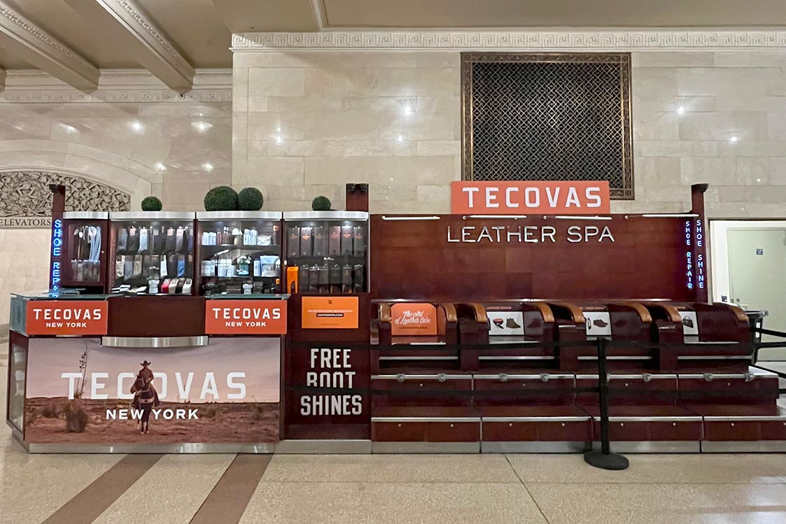 Photo of Leather Spa Grand Central location with Tecovas branding
